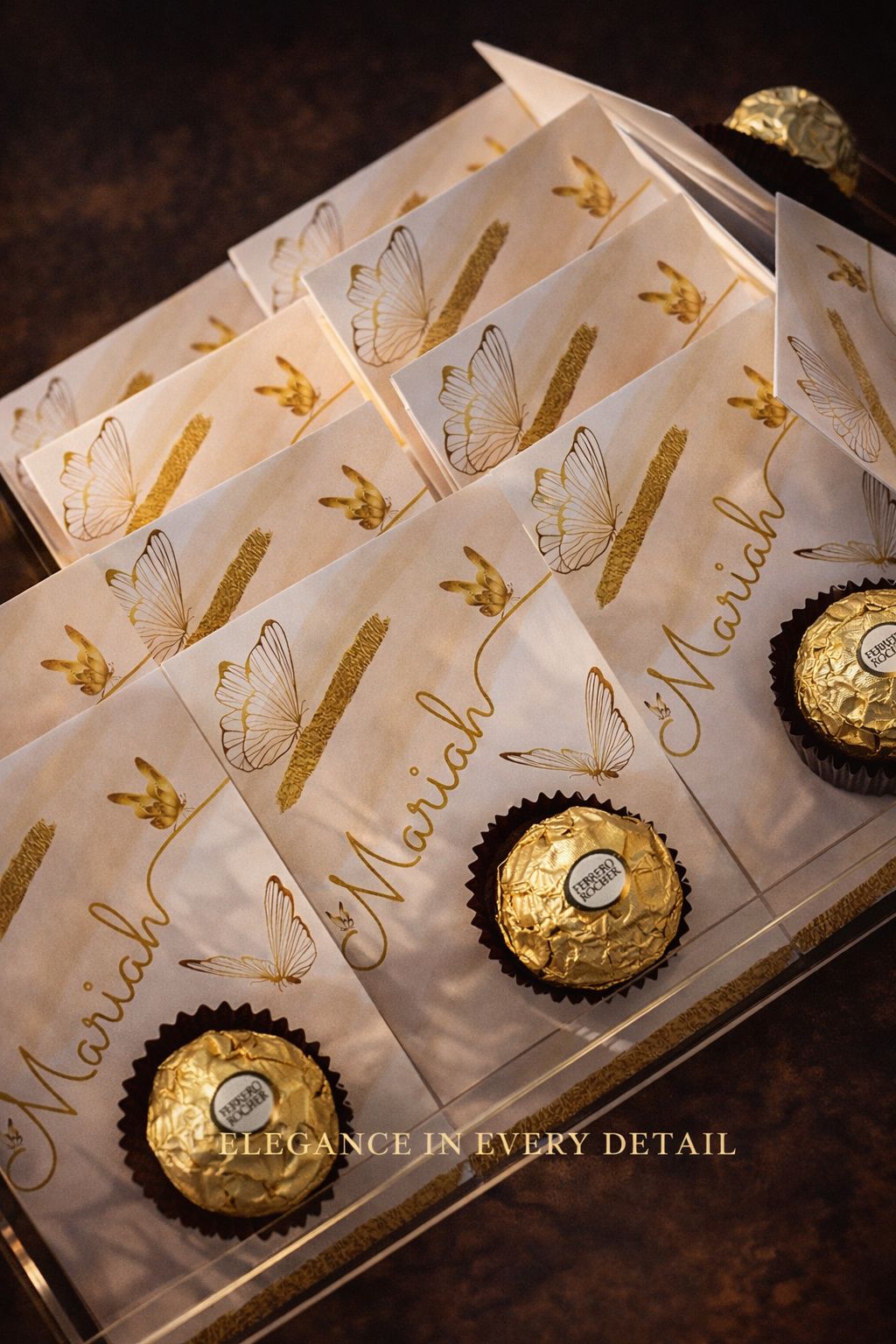10 Personalised Baby Shower Chocolate Favours – Gold Butterfly Design