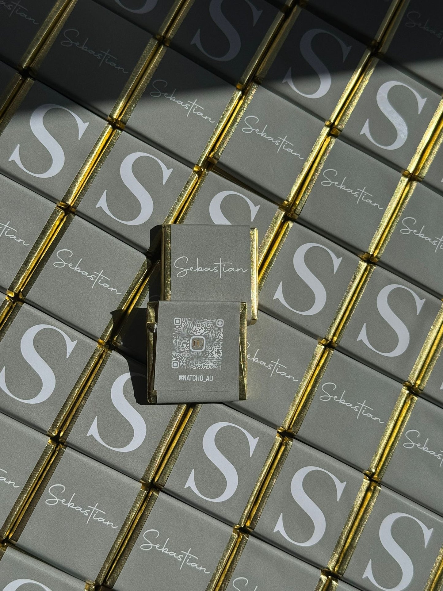 50 Personalised Baby Shower Chocolate Favours – Sage Green Initial Design