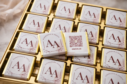 50 Personalised Wedding Chocolate Favours - Custom Design