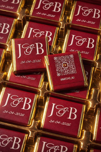 50 Personalised Wedding Chocolate Favours - Initial Design