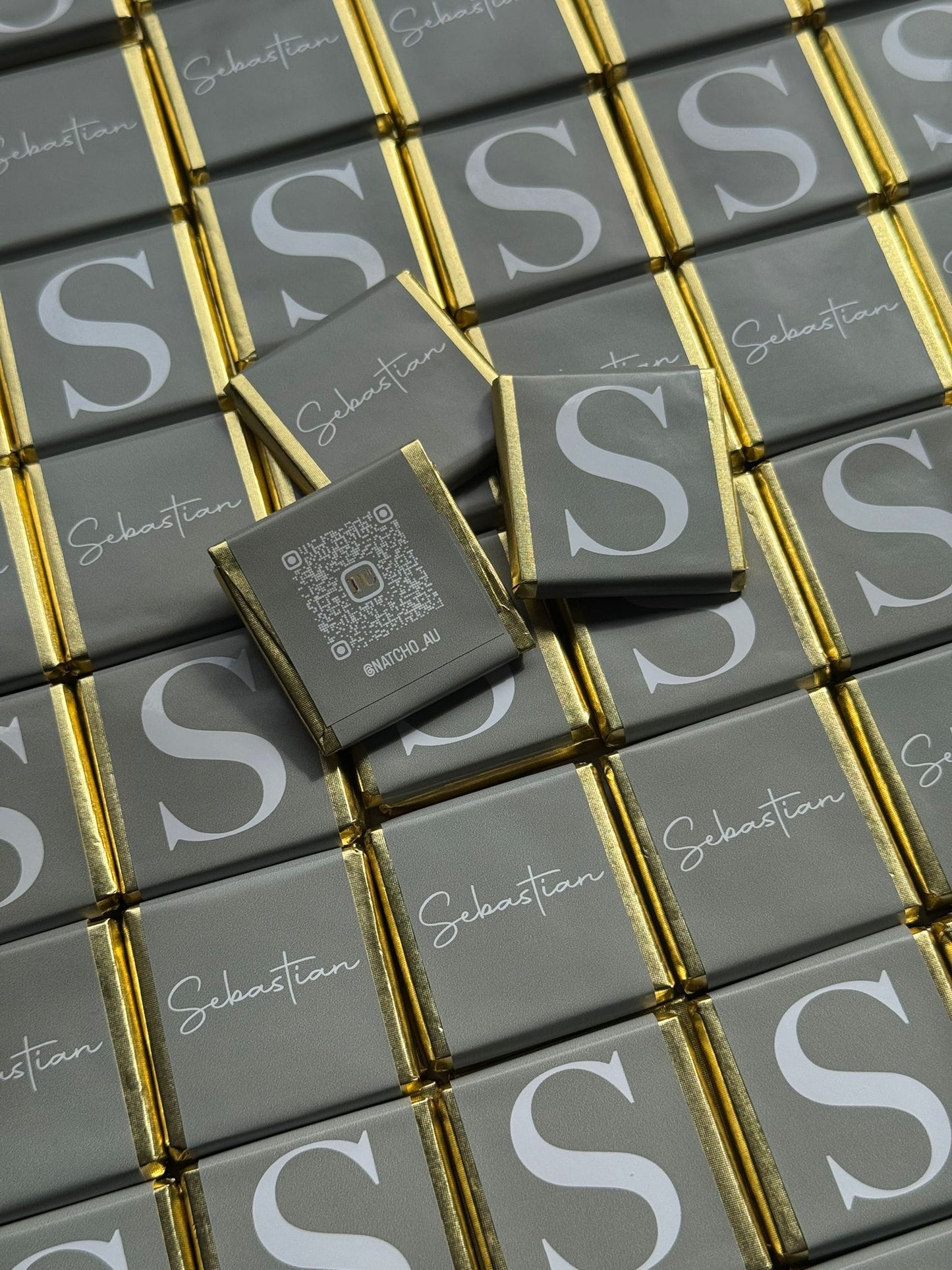 50 Personalised Baby Shower Chocolate Favours – Sage Green Initial Design