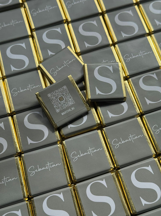 50 Personalised Baby Shower Chocolate Favours – Sage Green Initial Design