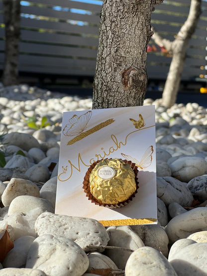 10 Personalised Baby Shower Chocolate Favours – Gold Butterfly Design