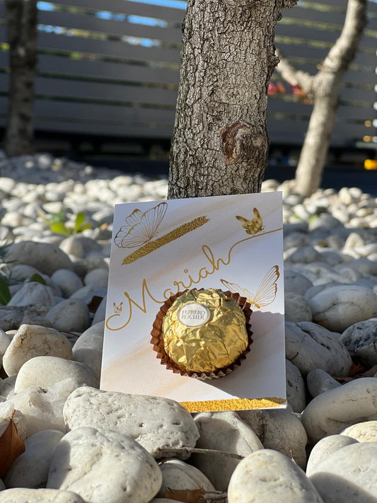 10 Personalised Baby Shower Chocolate Favours – Gold Butterfly Design