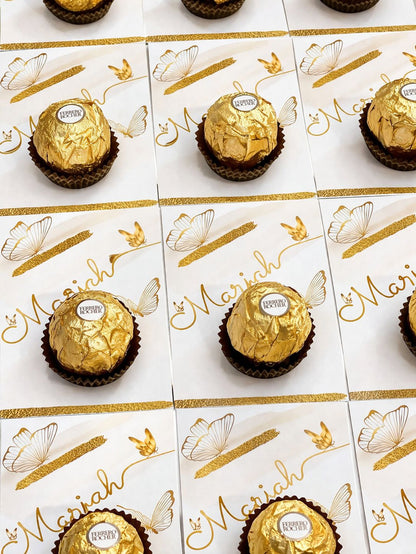10 Personalised Baby Shower Chocolate Favours – Gold Butterfly Design