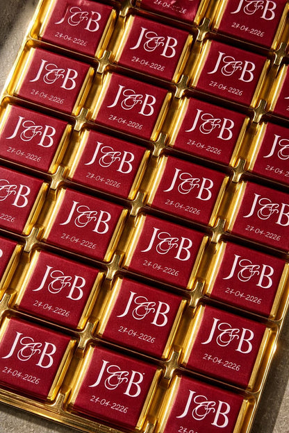 50 Personalised Wedding Chocolate Favours - Initial Design